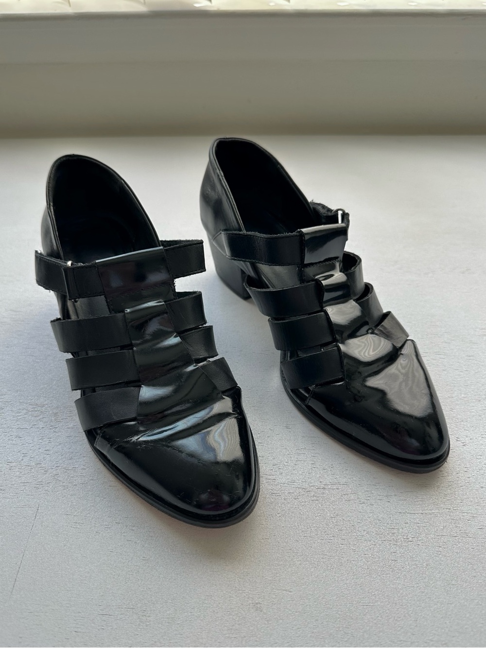 Rachel comey archival black leather cage strap fisherman sandal heel women’s 7.5